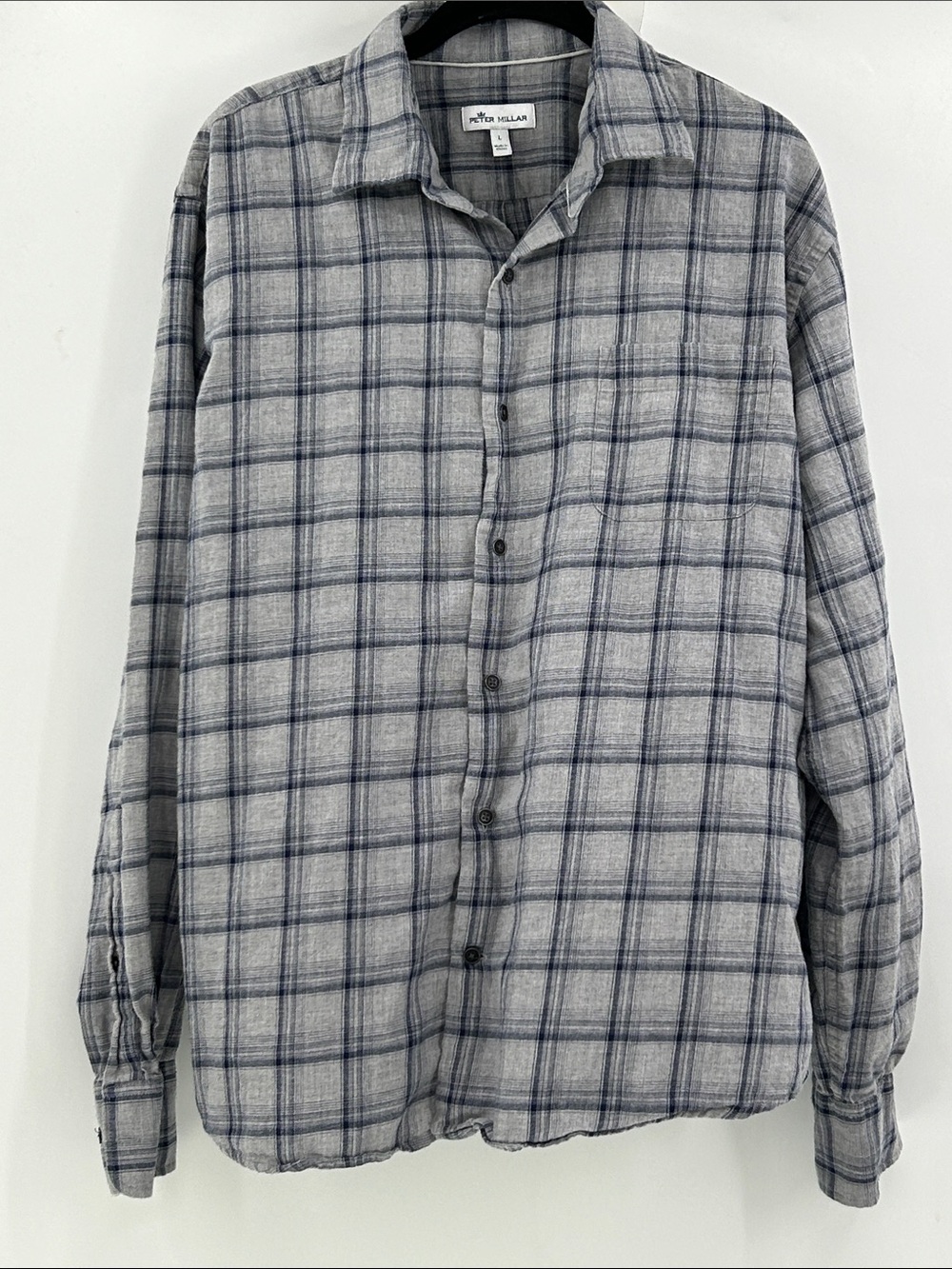 Peter Millar Plaid Lightweight Flannel Long Sleeve Button Up Large